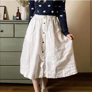 notPERFECTLINEN front snap skirt MARSEILLE size S, color cream